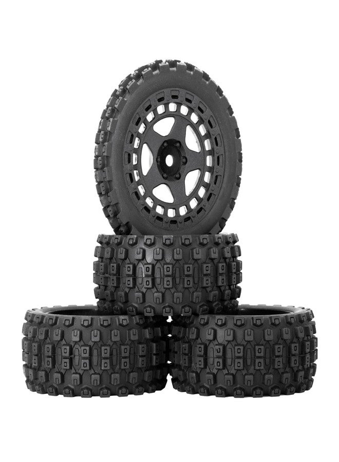 POLANTA 4Pcs RC Buggy Wheels and Tires Set for 1/18 Typhon Grom RC Crawler Car Upgrade Part(Black) - Image 4